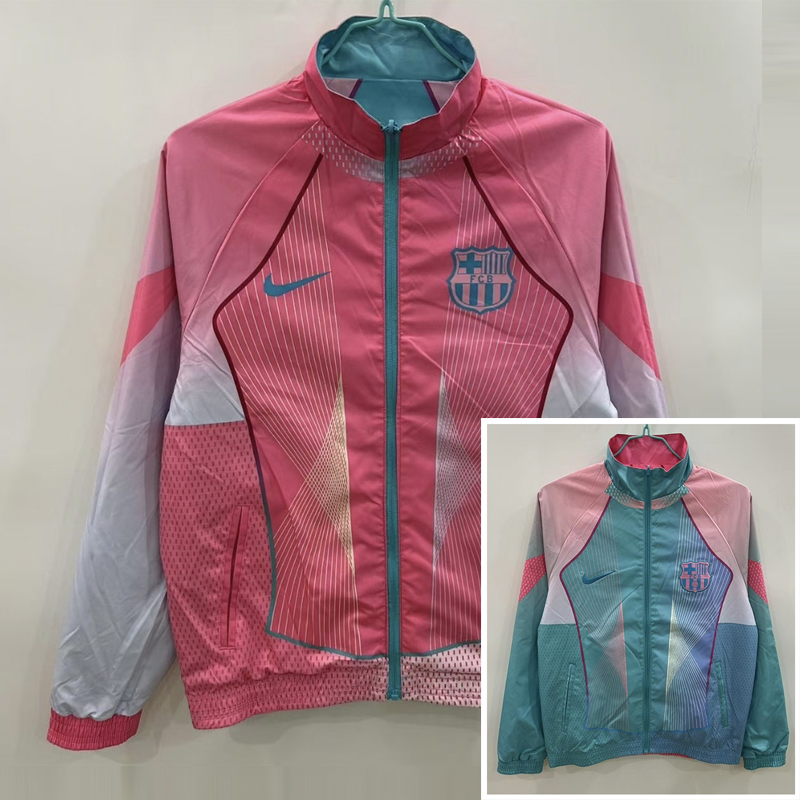 2025/2026 Barcelona Ters çevrilebilir Rüzgarlık Mavi ve Pembe Futbol forması 1:1 Tayland kalitesi