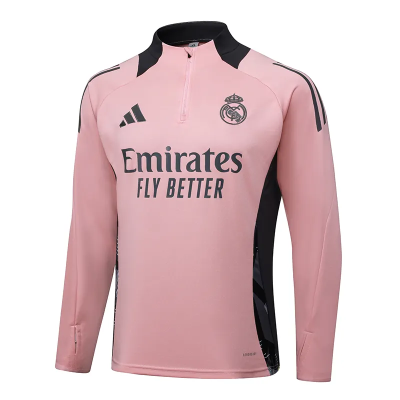 2024/2025 Real Madrid Rosa Schwarz Halbreißverschluss-Trainingsanzug Fußballtrikot 1:1 Thai-Qualität Set – Bild 4