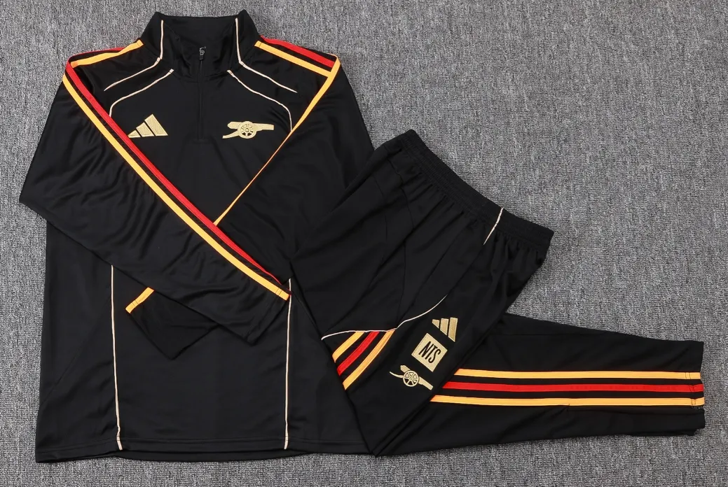 2025/2026 Arsenal Half-Pull Training Suit Black retro style Football Shirt 1:1 Thai Quality Set - Image 7