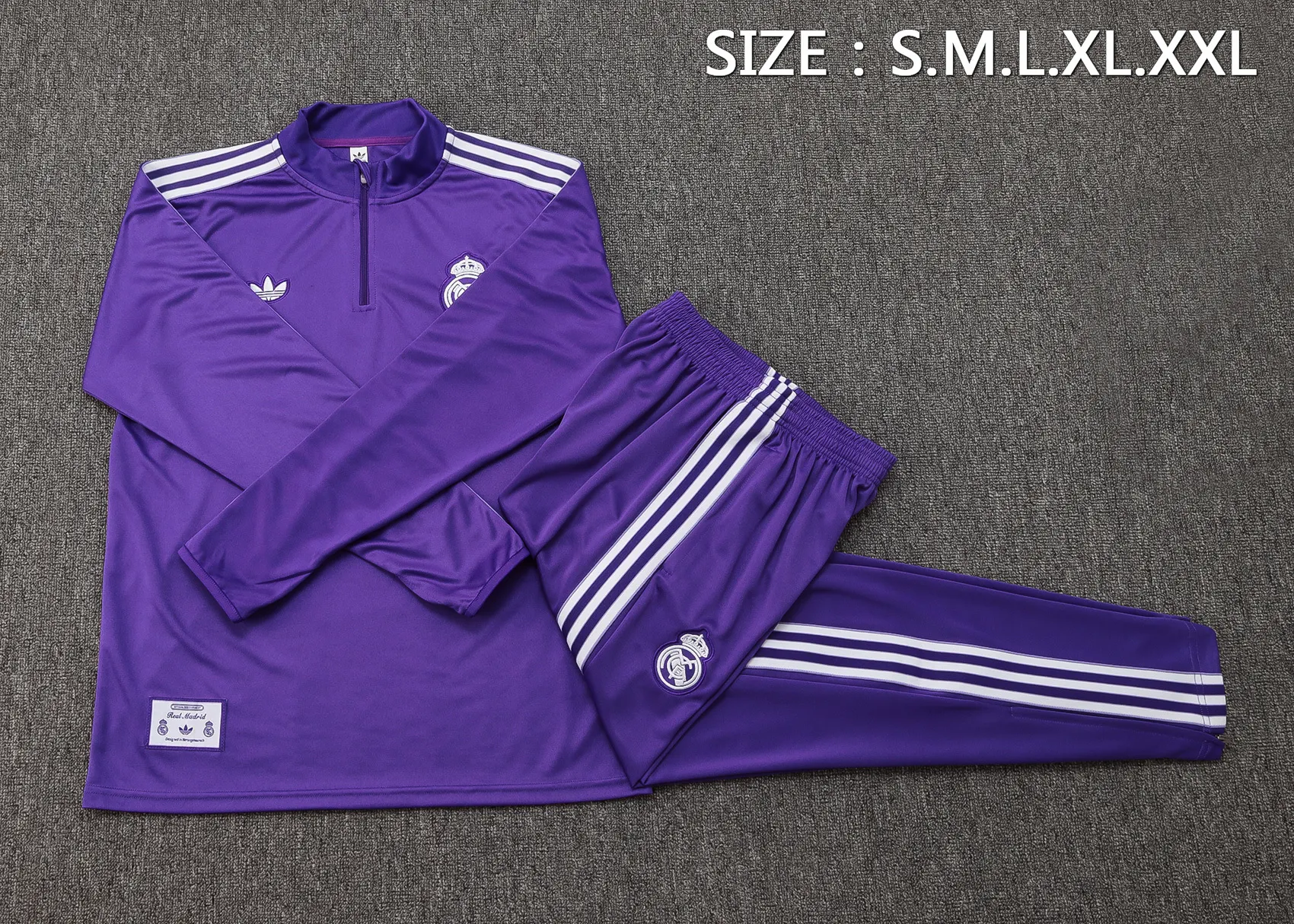 2025/2026 Real Madrid Violet Rétro Édition Survêtement demi-zip Maillot de football Qualité thaï 1:1 Ensemble – Image 5