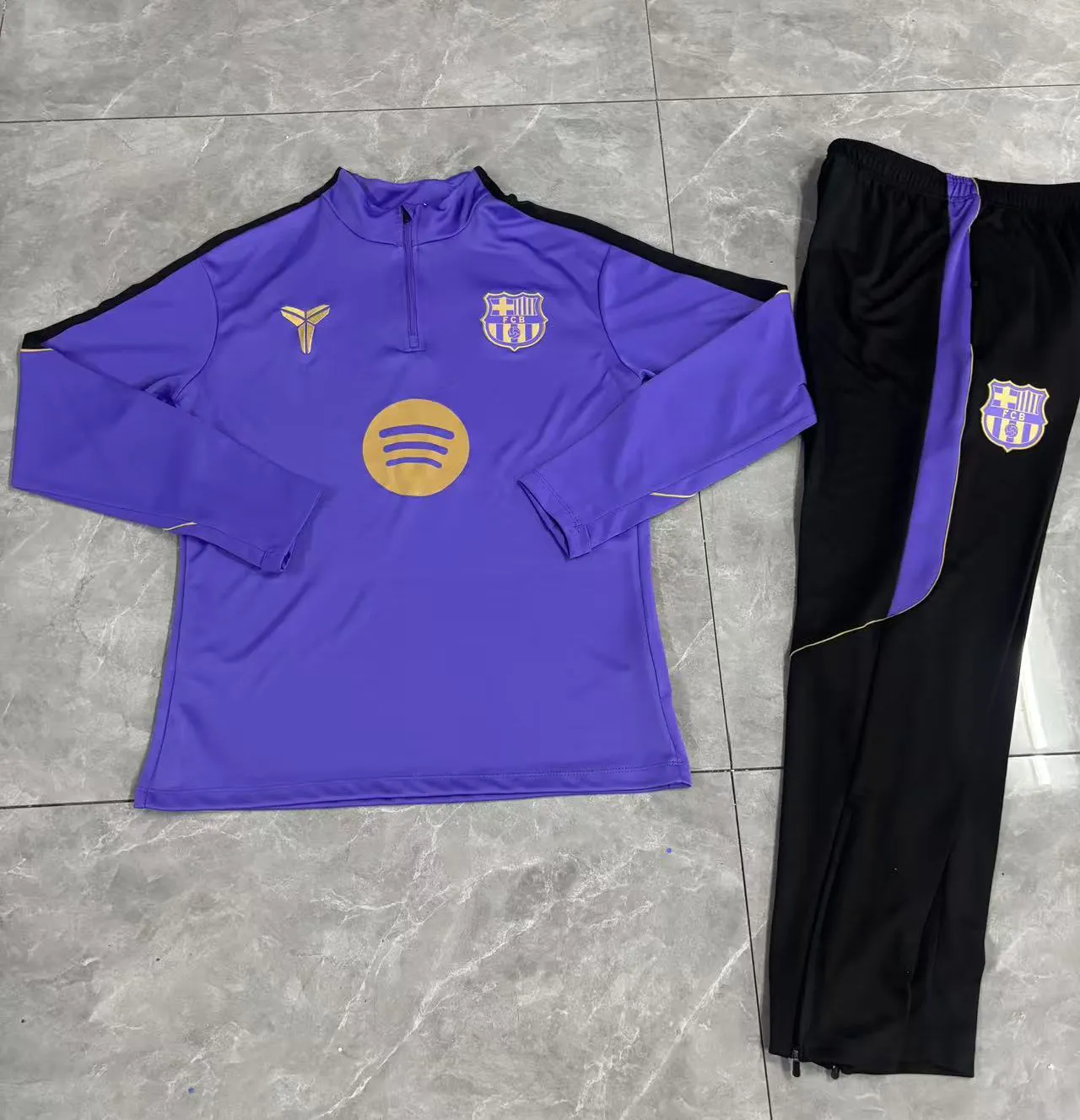 2026/2027 Barcelona Half-Pull Training Lila Fußballtrikot 1:1 Thai-Qualität Set – Bild 3