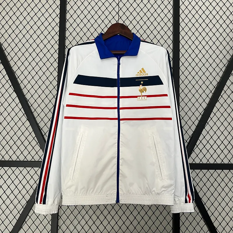 2024 France (White-Blue) Reversible Windbreaker Soccer Jersey 1:1 Thai Quality - Image 2
