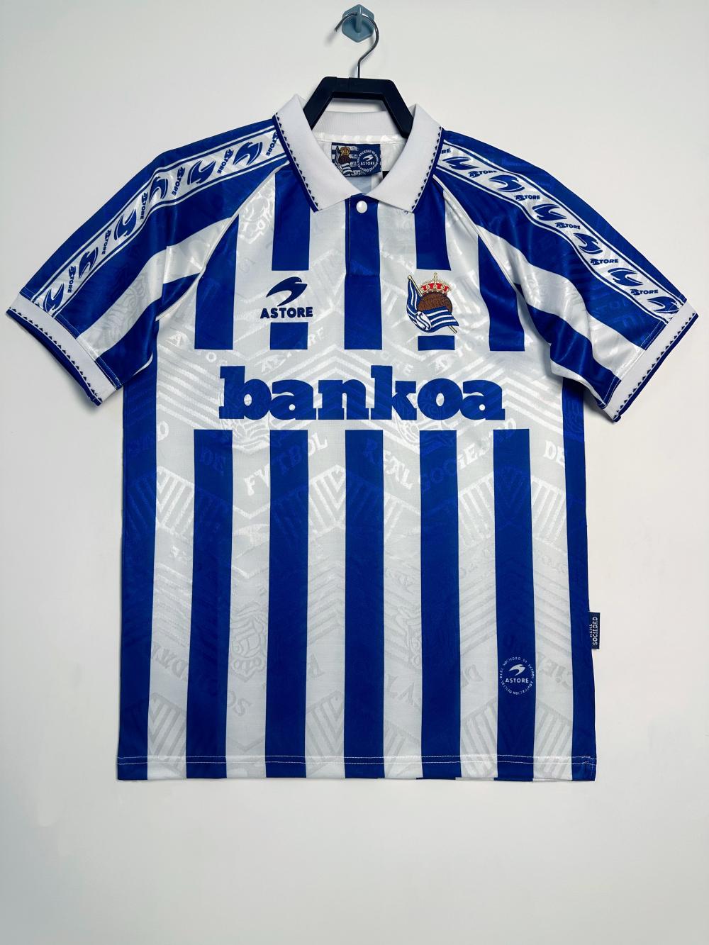 1994-1995 Retro Real Sociedad İç saha Futbol forması 1:1 Tayland kalitesi