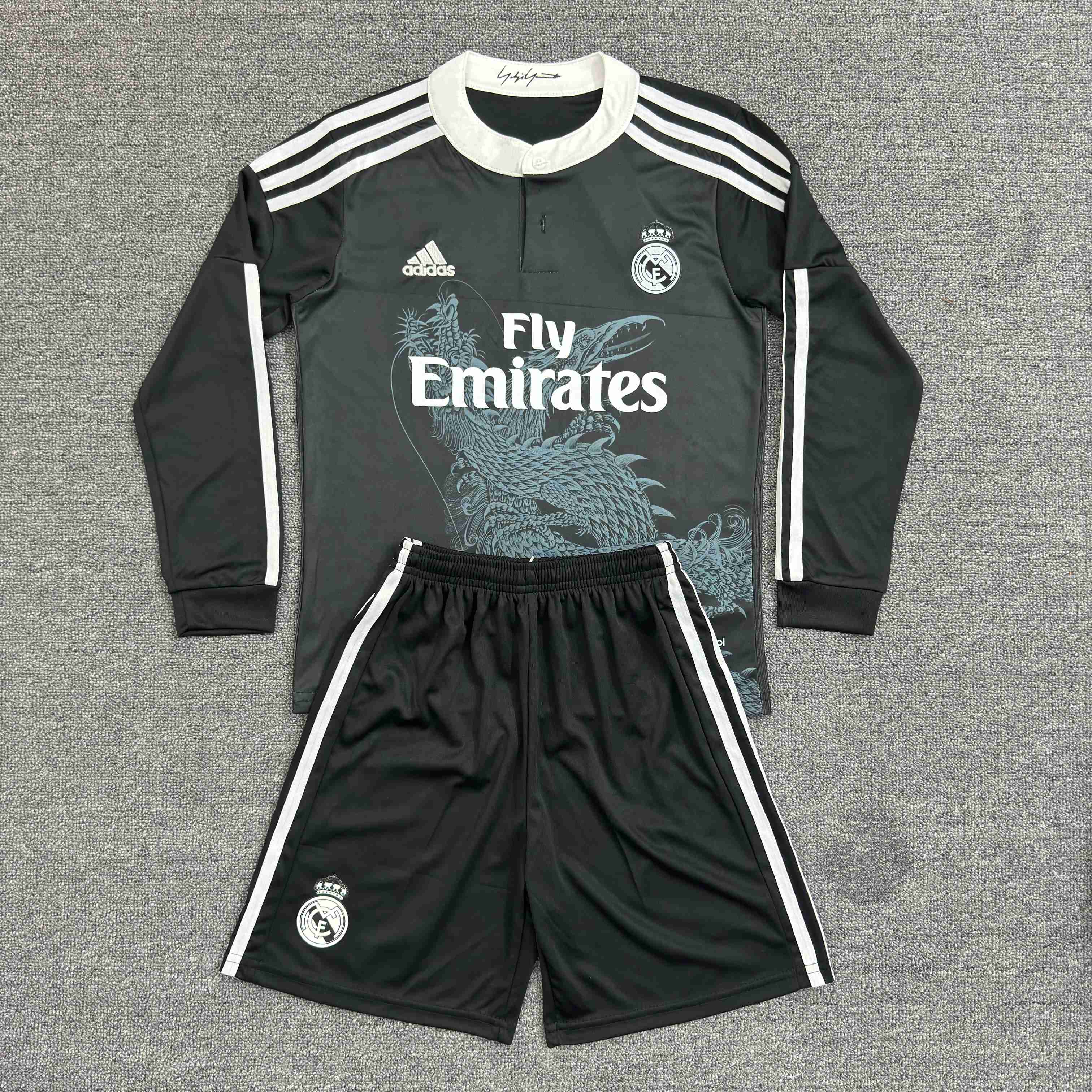 2014/2015 Retro Uzun kol Real Madrid Üçüncü Deplasman Futbol forması 1:1 Tayland kalitesi Çocuk bedeni