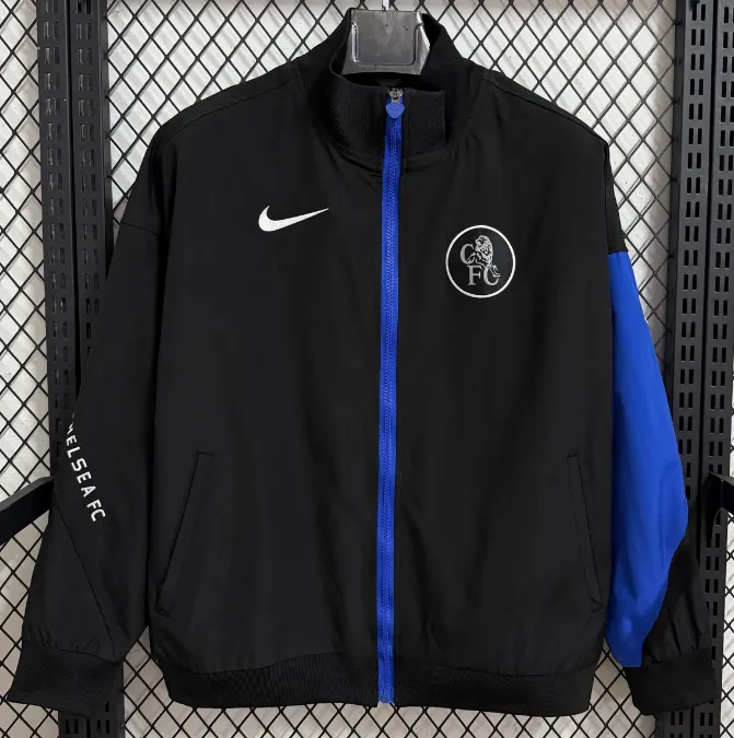 2025/2026 Chelsea Windjack Blauw en Zwart Voetbalshirt 1:1 Thaise kwaliteit