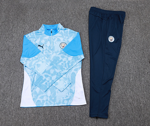 2025/2026 Manchester City Tuta mezza zip Bule Maglia da calcio Qualità thai 1:1 Set - immagine 4