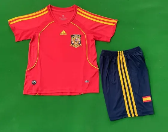 2008 Rétro Espagne Domicile Maillot de football Qualité thaï 1:1 Taille enfant