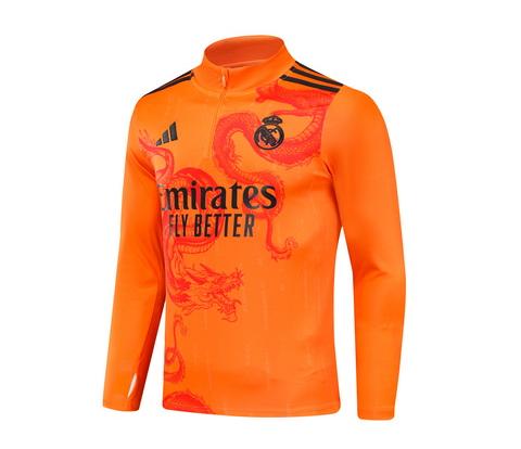 2024/2025 Real Madrid Royal Turuncu Özel sürüm Yarım fermuarlı eşofman Futbol forması 1:1 Tayland kalitesi Set - Görsel 3
