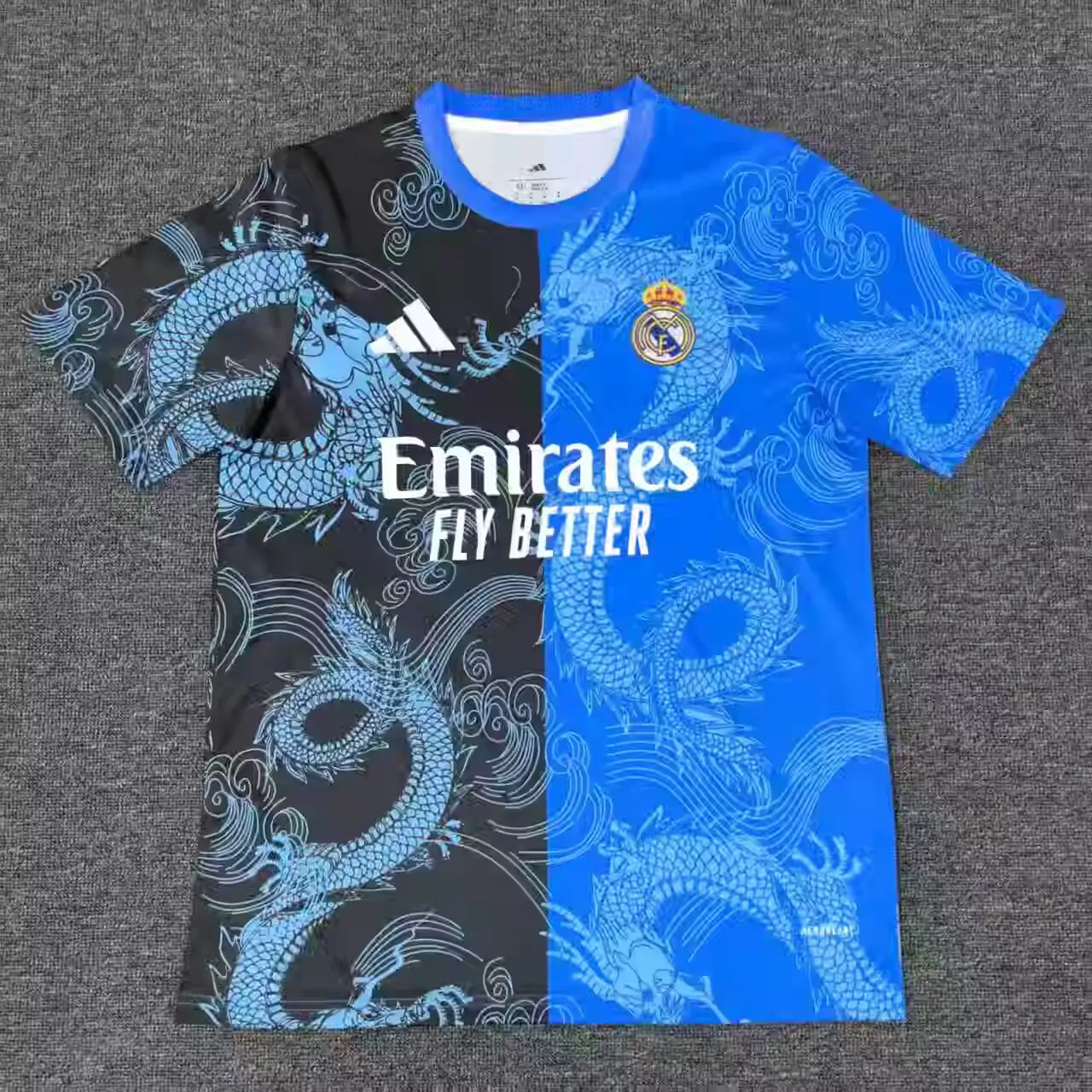 2025/2026 Real Madrid Dragon pattern Bleu et Noir Maillot de football Qualité thaï 1:1