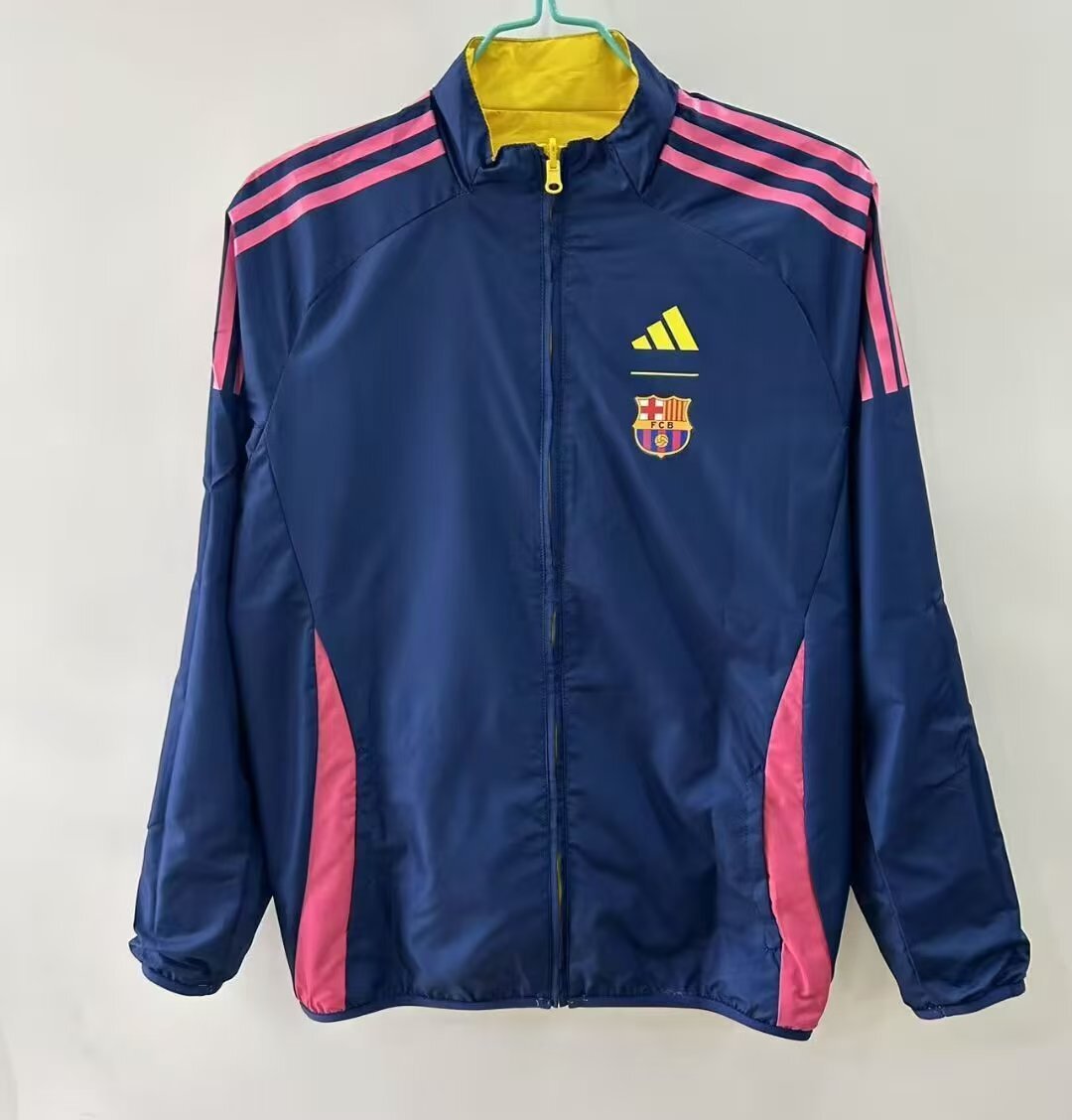 2025/2026 Barcelona Reversible Chaqueta cortavientos Amarillo y Azul Camiseta de fútbol Calidad tailandesa 1:1 - Imagen 7