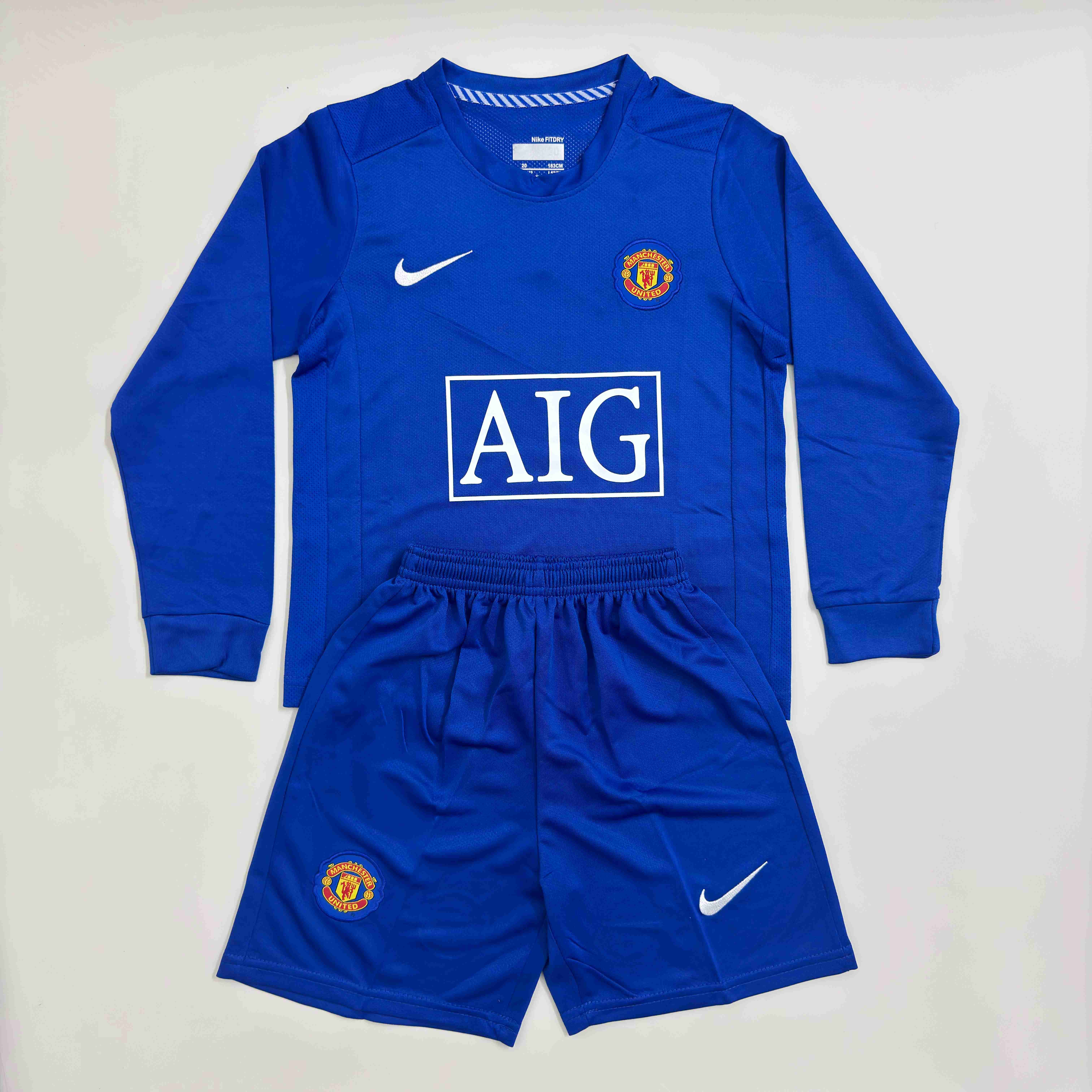 2008/2009 Retro Długi rękaw Manchester United Trzecia Wyjazdowa Koszulka piłkarska Jakość tajska 1:1 Rozmiar dziecięcy