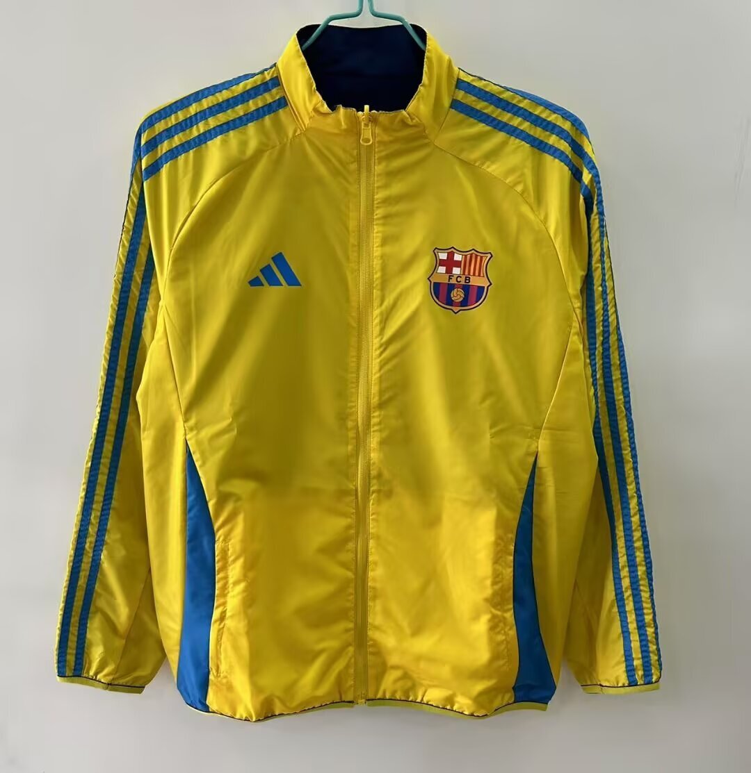 2025/2026 Barcelona Reversible Chaqueta cortavientos Amarillo y Azul Camiseta de fútbol Calidad tailandesa 1:1 - Imagen 2