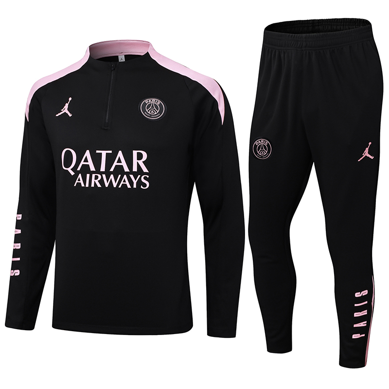 2024/2025 Psg Paris Saint-Germain Chándal media cremallera Negro with Rosa Conjunto