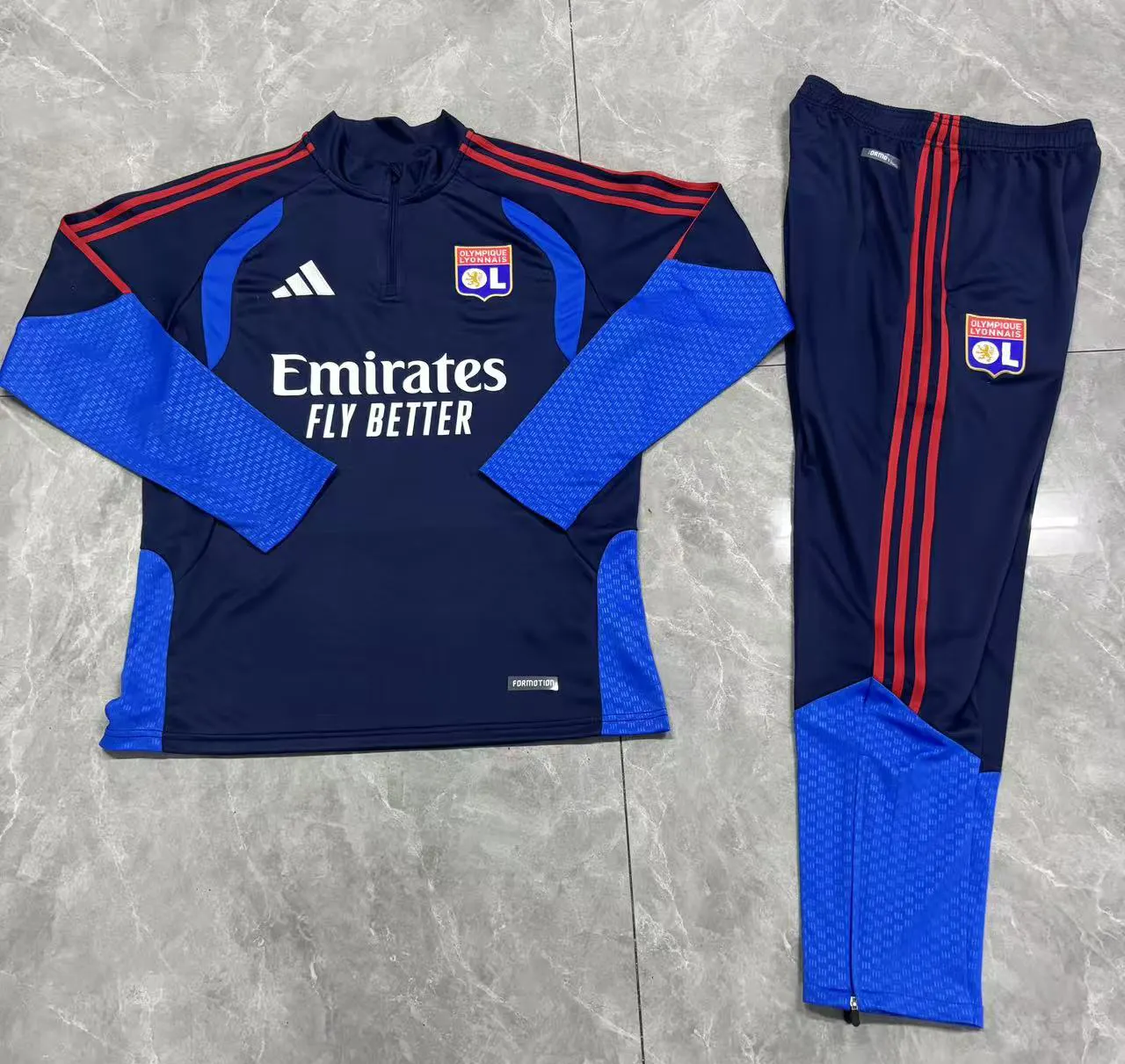 2026/2027 Lyonnais Yarım fermuarlı eşofman Royal Mavi Futbol forması 1:1 Tayland kalitesi - Görsel 3