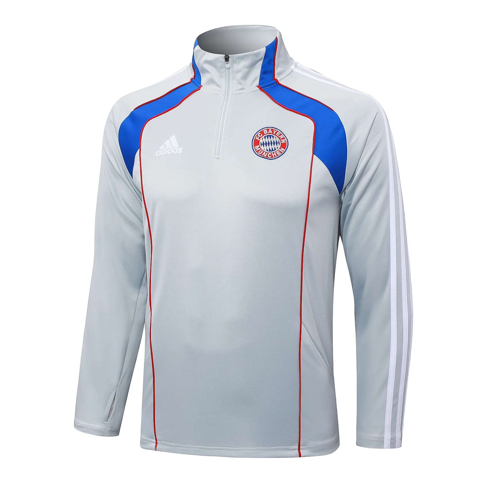 2025/2026 Bayern Munich Dres treningowy na półzamek Light Szary Retro Style Koszulka piłkarska Jakość tajska 1:1 Zestaw - obrazek 2