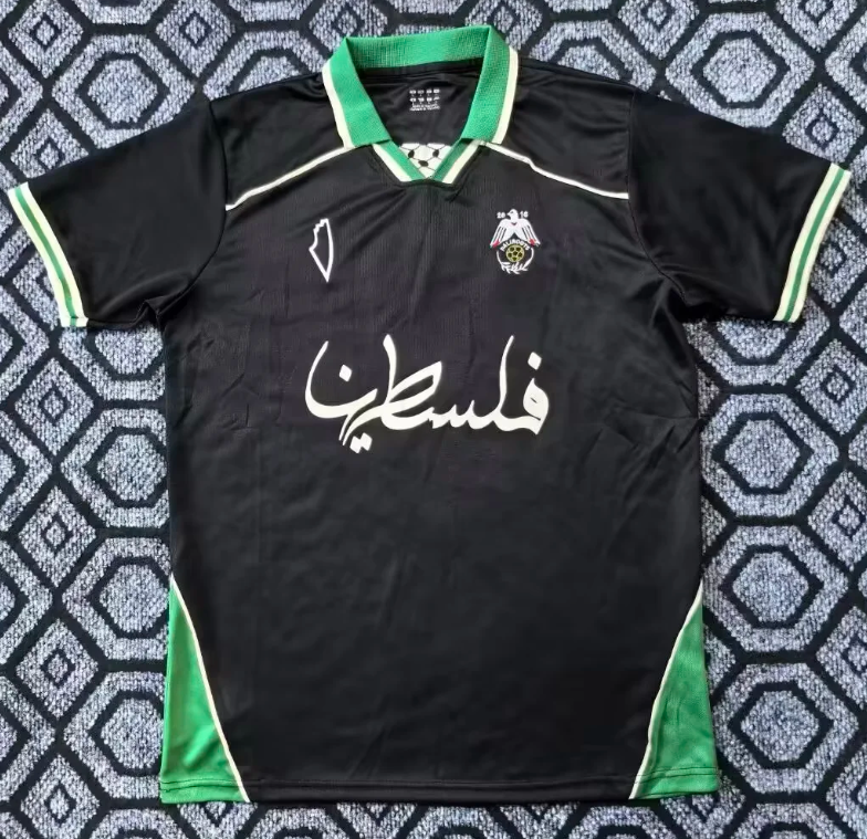 2025/2026 Palestino Negro Verde Collar Camiseta de fútbol Calidad tailandesa 1:1