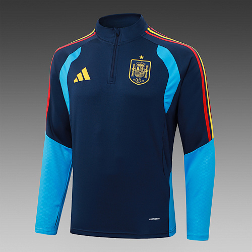 2026/2027 Spain Half-Pull Training Suit Royal Blue Football Jersey 1:1 Thai Quality Set - Image 3