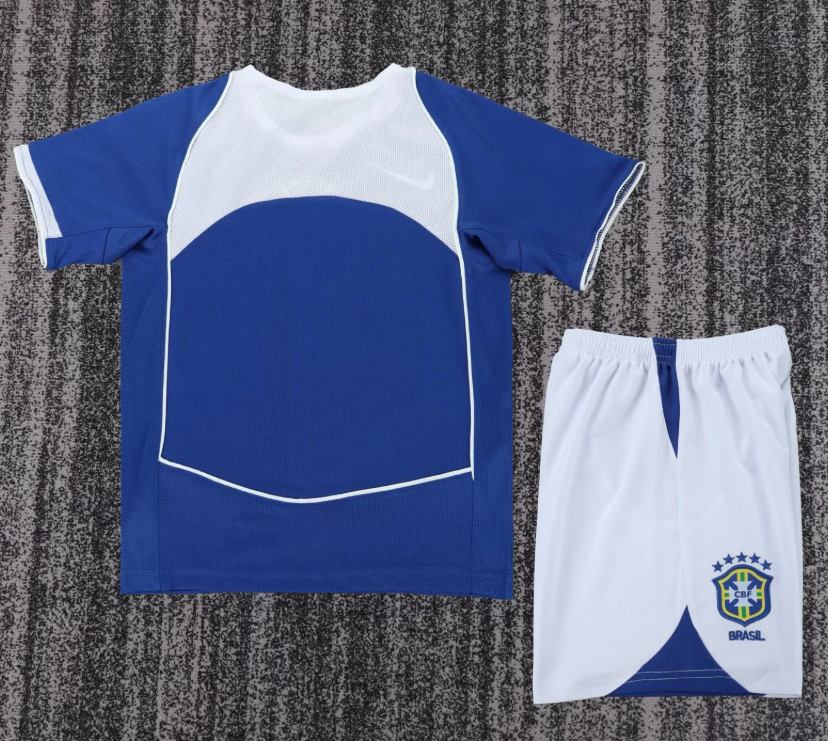 2004 Retro Brasil Visitante Camiseta de fútbol Calidad tailandesa 1:1 Talla infantil - Imagen 2