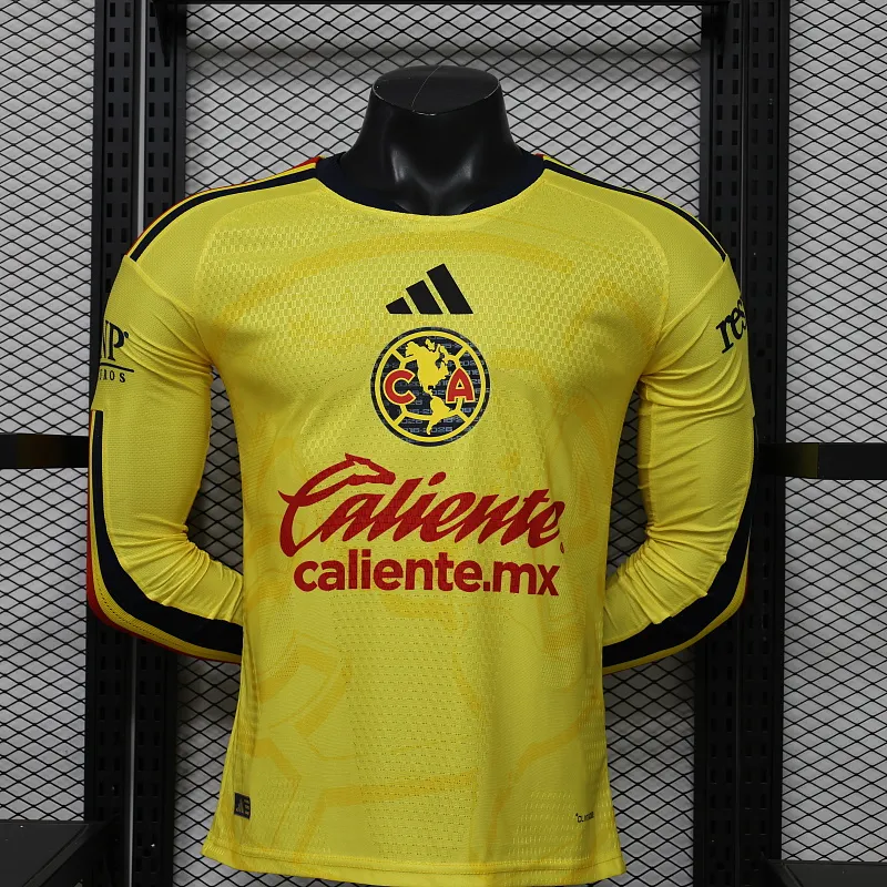 2026/2027 Длинный рукав Игровая версия Club América Домашняя Футбольная футболка Тайское качество 1:1