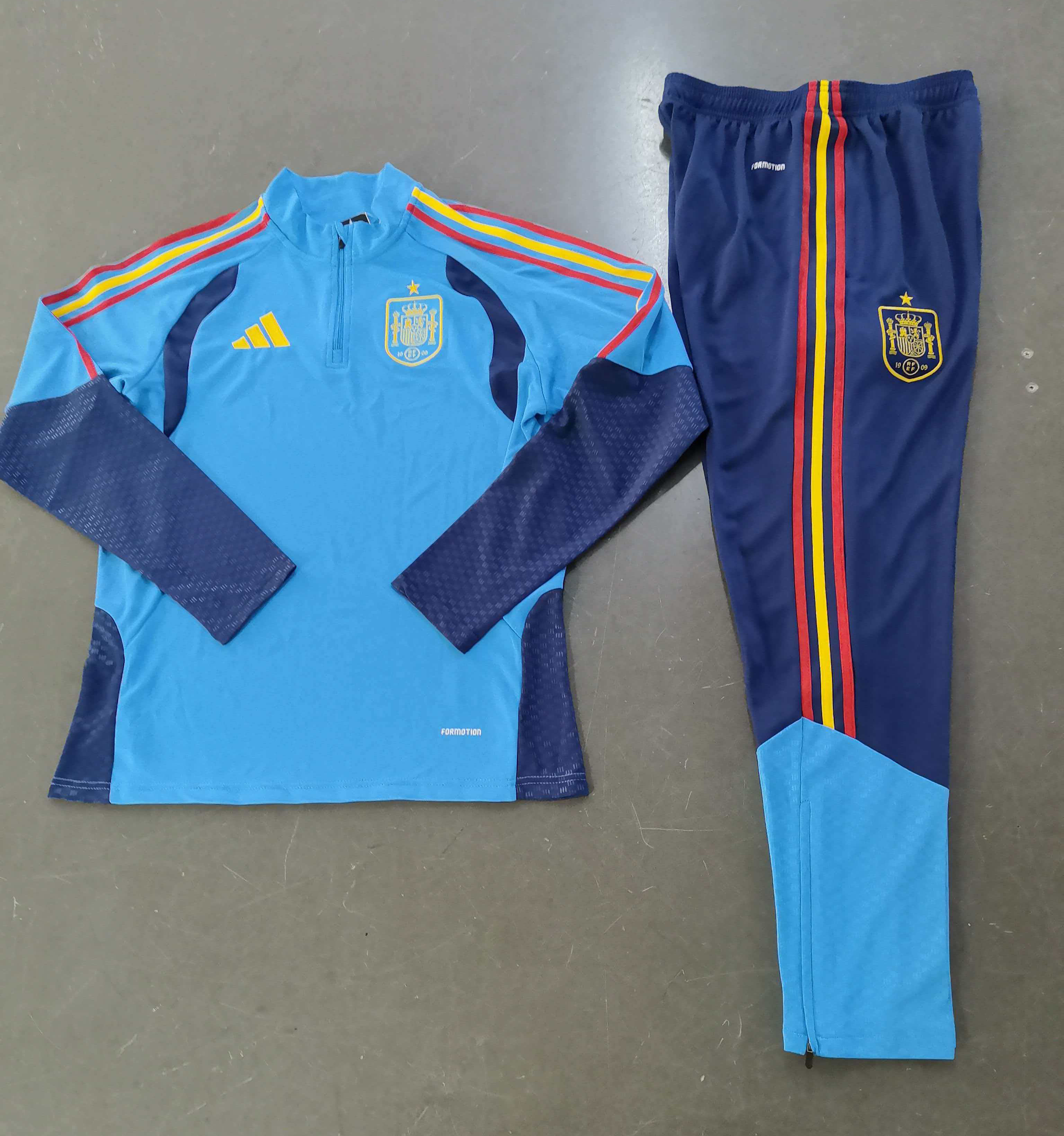 2026/2027 España Chándal media cremallera Azul Camiseta de fútbol Calidad tailandesa 1:1 Conjunto - Imagen 3