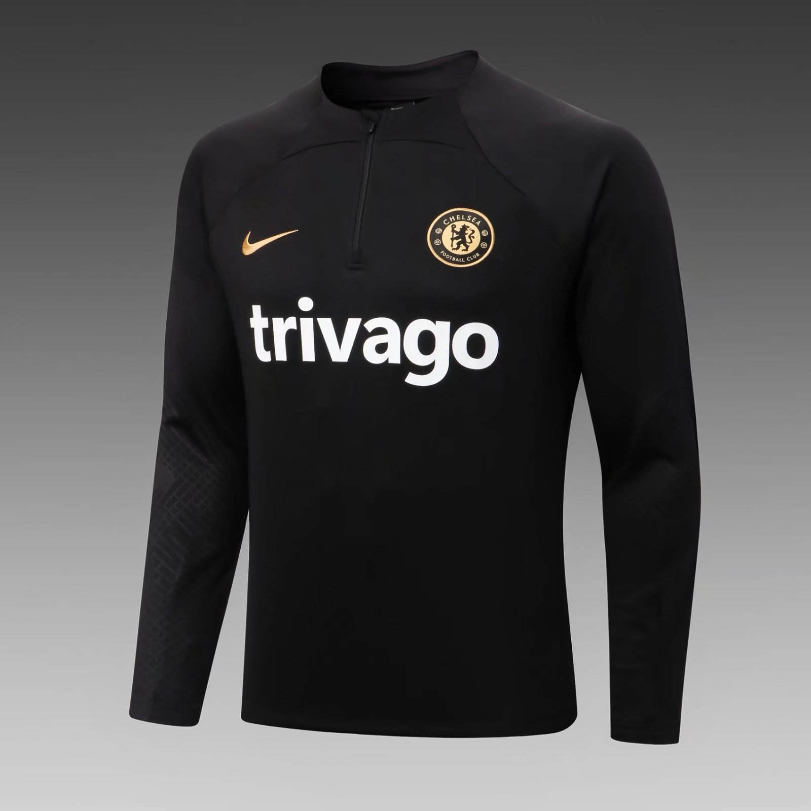 2022/2023 Chelsea Half-Pull Training Suit Black Football Shirt 1:1 Thai Quality Set - Image 4