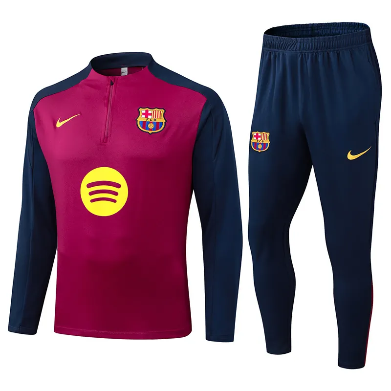 2025/2026 Barcelona Chándal media cremallera Rose Rojo Camiseta Calidad tailandesa 1:1 Conjunto