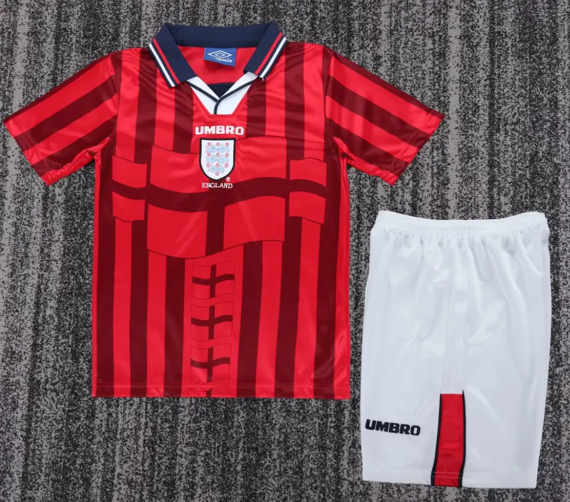 1998 Retrô Inglaterra Fora Camisa de futebol Qualidade tailandesa 1:1 Tamanho infantil