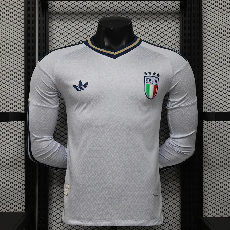 2026 Langarm Spielerversion Italien Auswärts Fußballtrikot 1:1 Thai-Qualität