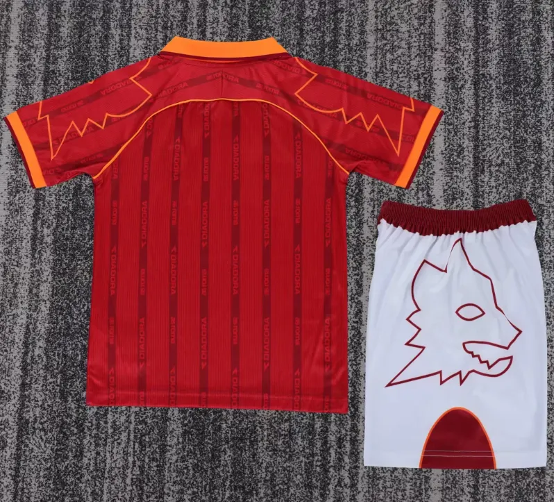 1999/2000 Ретро Roma Домашняя Футбольная футболка Тайское качество 1:1 Детский размер — изображение 2