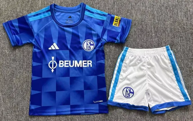 2026/2027 Schalke 04 Домашняя Футбольная футболка Тайское качество 1:1 Детский размер/