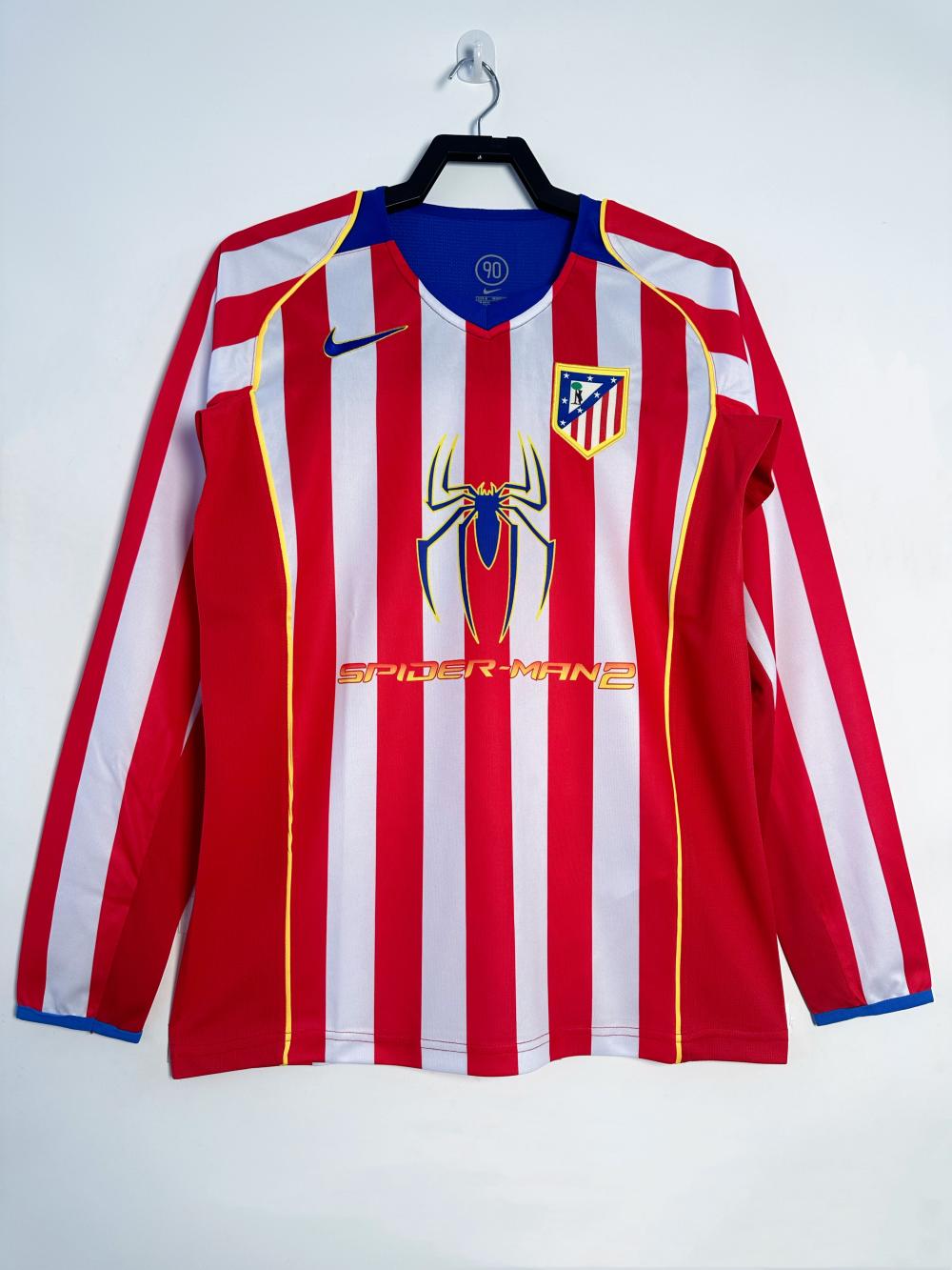 2004/2005 Rétro Manches longues Atletico Madrid Domicile Maillot de football Qualité thaï 1:1