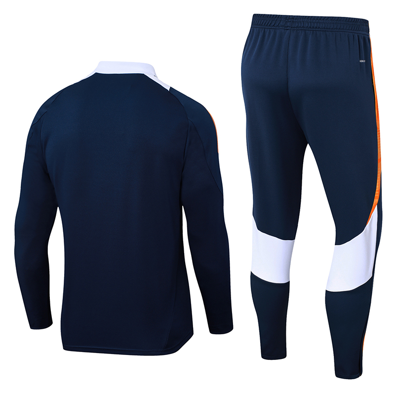 2024/2025 Real Madrid Royal Mavi Beyaz collar Yarım fermuarlı eşofman Futbol forması 1:1 Tayland kalitesi Set - Görsel 2