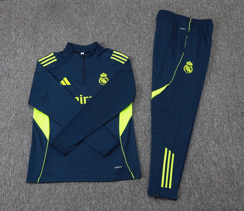 2025-2026 Real Madrid Royal Blau Halbreißverschluss-Trainingsanzug Fußballtrikot 1:1 Thai-Qualität Set – Bild 7