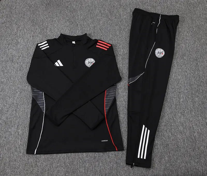 2025/2026 Ajax Half-Pull Training Suit Black Football Shirt 1:1 Thai Quality Set - Image 7