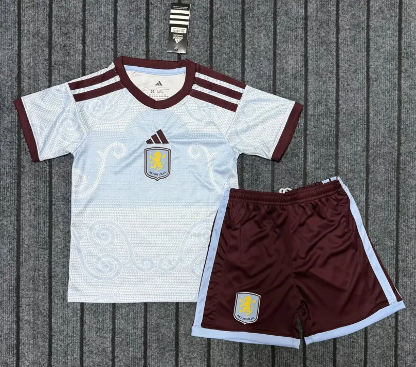 2026/2027 Aston Villa Terceira Fora Camisa de futebol Camisa Qualidade tailandesa 1:1 Tamanho infantil