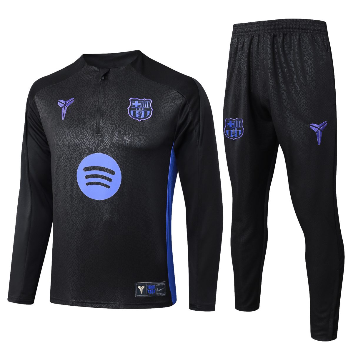 2025/2026 Barcelona Chándal media cremallera Negro Colaboración Edición Camiseta Conjunto 01
