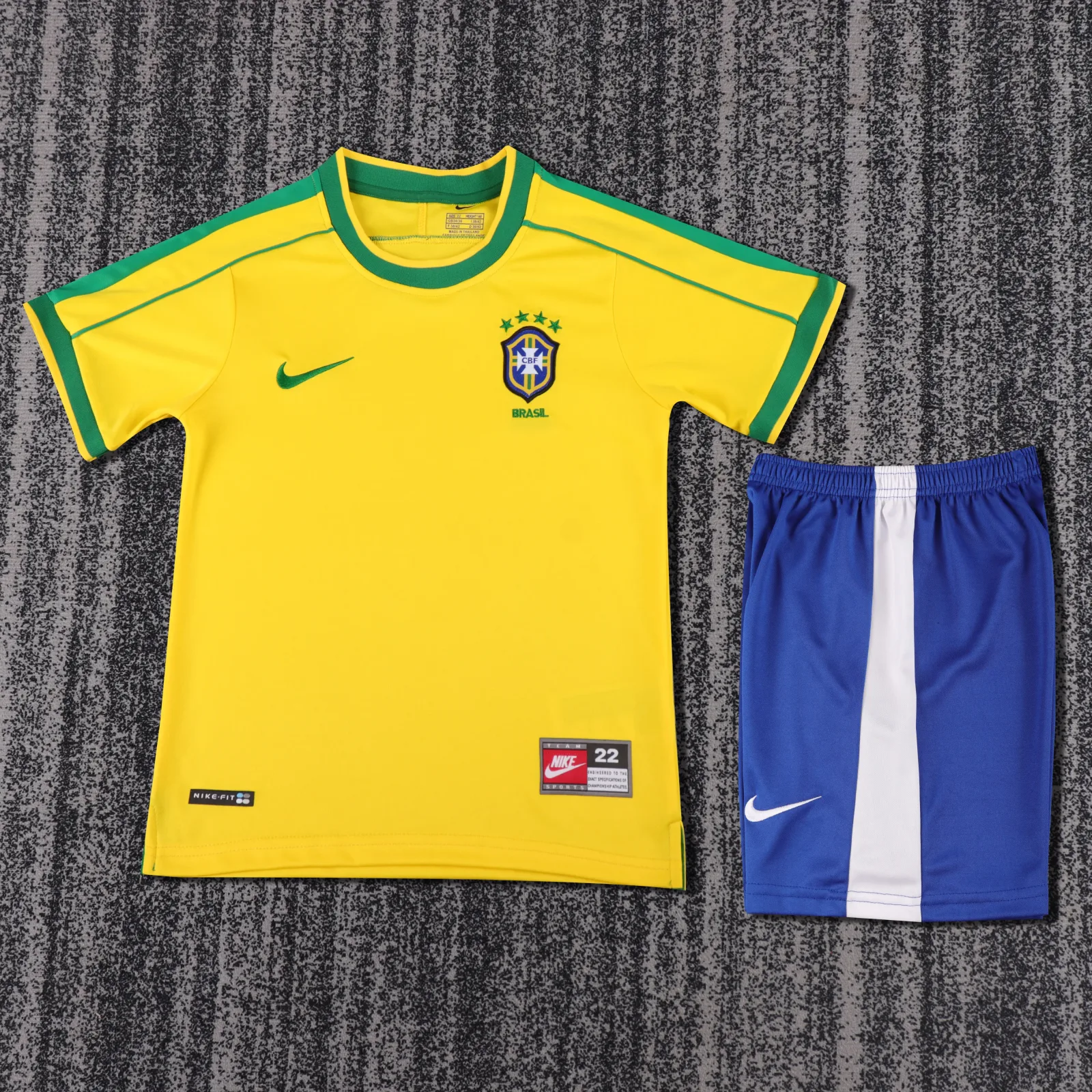 1998 Retro Brazilië Thuis Voetbalshirt 1:1 Thaise kwaliteit Kindermaat