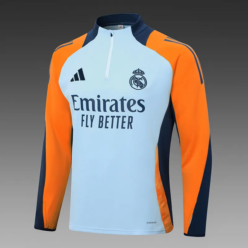 2024/2025 Real Madrid Baby Blue And Yellow Half-Pull Training Suit Football Shirt 1:1 Thai Quality Set - Image 3