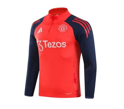 2024/2025 Manchester United Тренировочный костюм на молнии Красный Синий Футбольная футболка Тайское качество 1:1 Набор — изображение 3