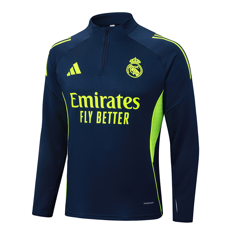 2025-2026 Real Madrid Royal Blau Halbreißverschluss-Trainingsanzug Fußballtrikot 1:1 Thai-Qualität Set – Bild 3