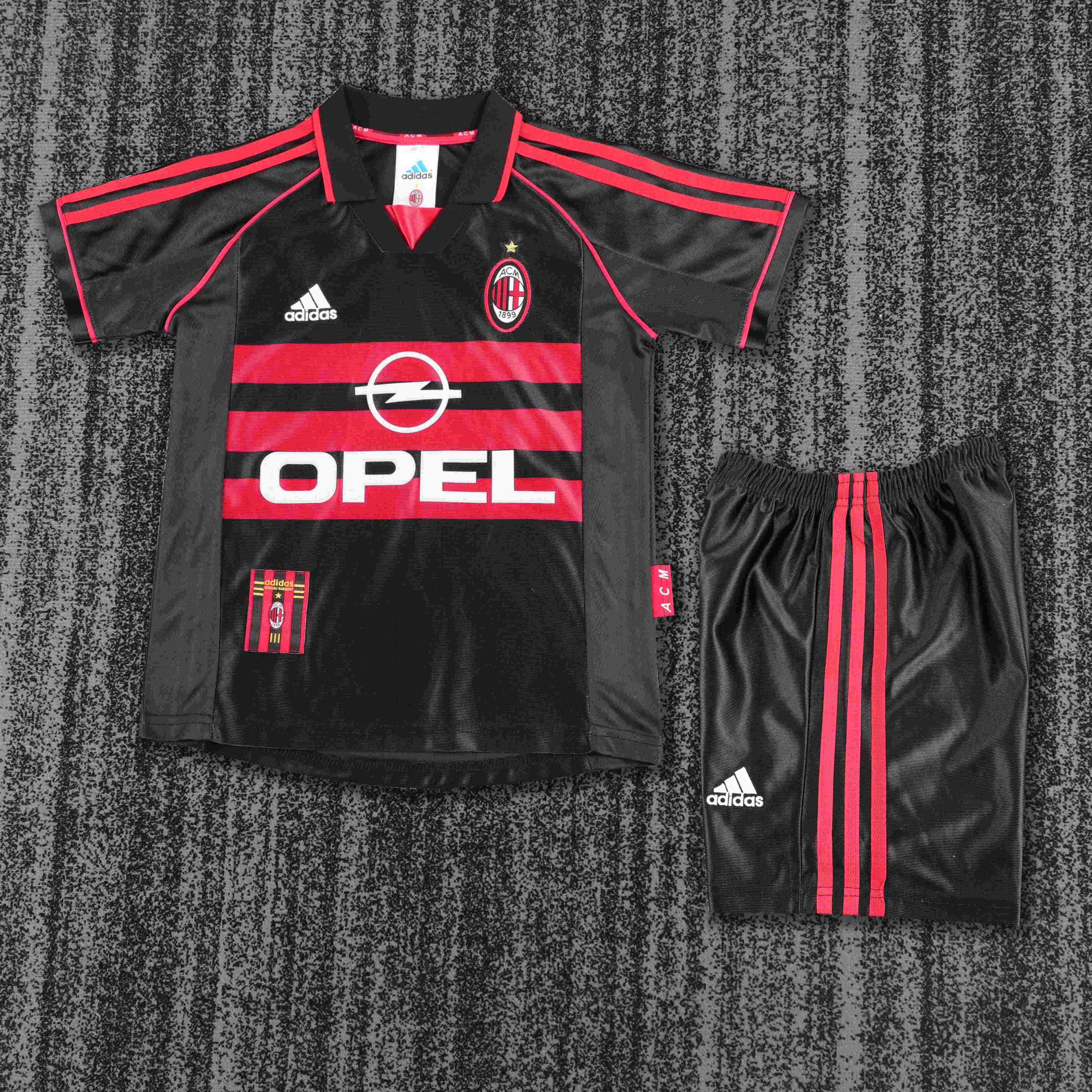 1998-1999 Retro AC Milan Tercera Visitante Camiseta de fútbol Calidad tailandesa 1:1 Talla infantil