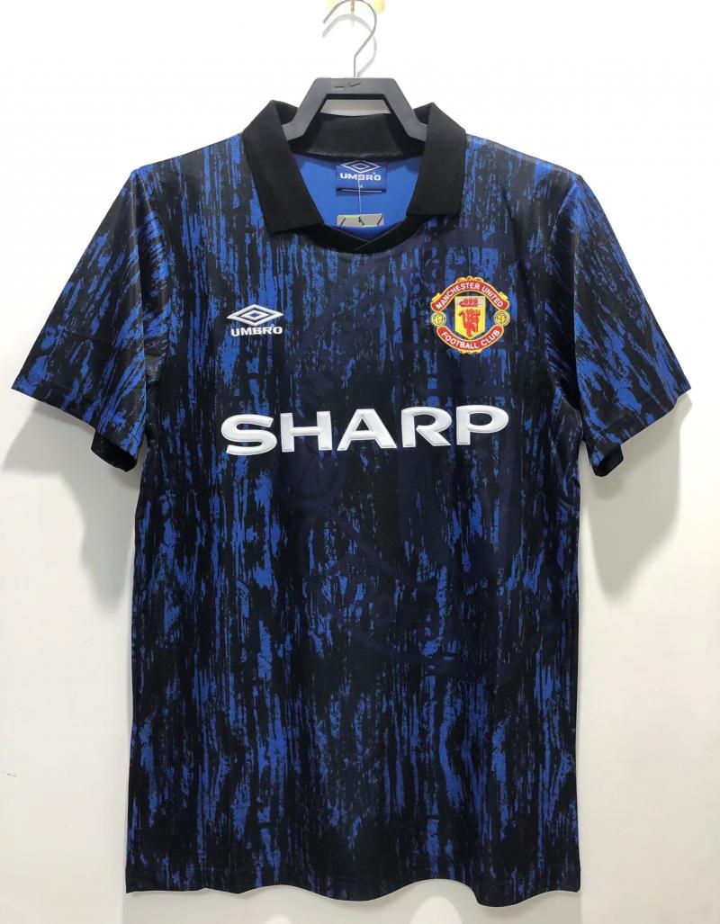 1993 Retro Manchester United Azul Camiseta de fútbol Calidad tailandesa 1:1