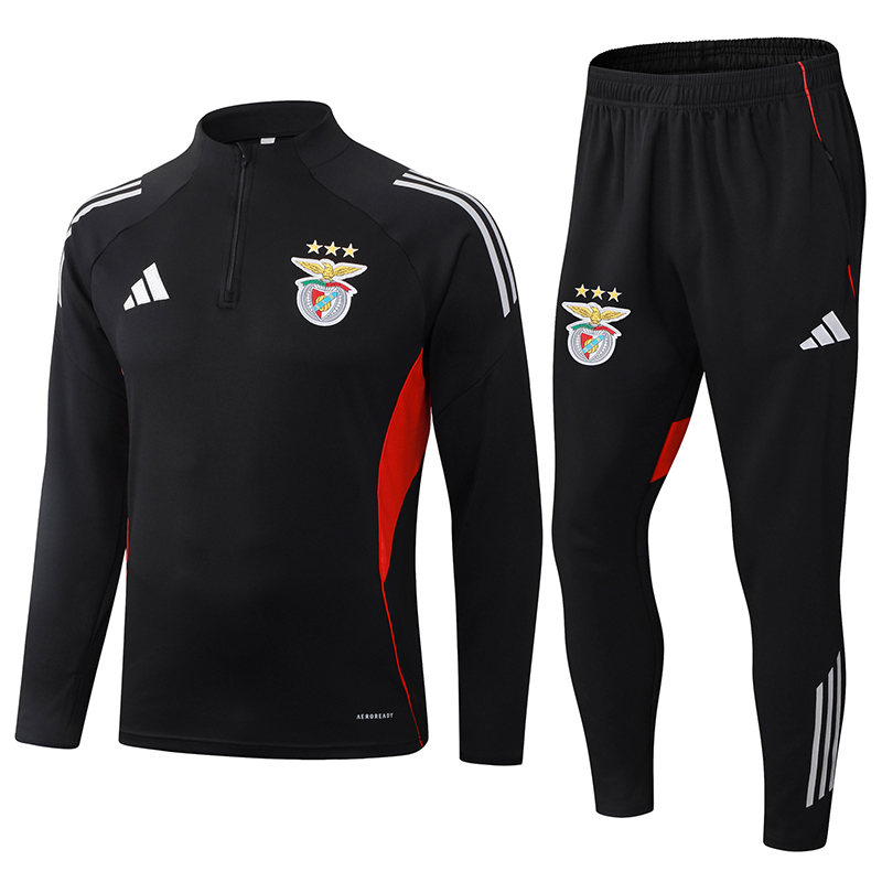 2025/2026 Benfica Agasalho meia-ziper Preto Camisa de futebol Qualidade tailandesa 1:1 Conjunto
