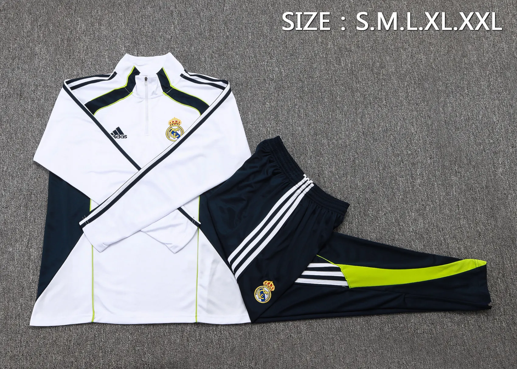 2025-2026 Real Madrid Retro White Half-Pull Training Suit Football Shirt 1:1 Thai Quality Set 01 - Image 5