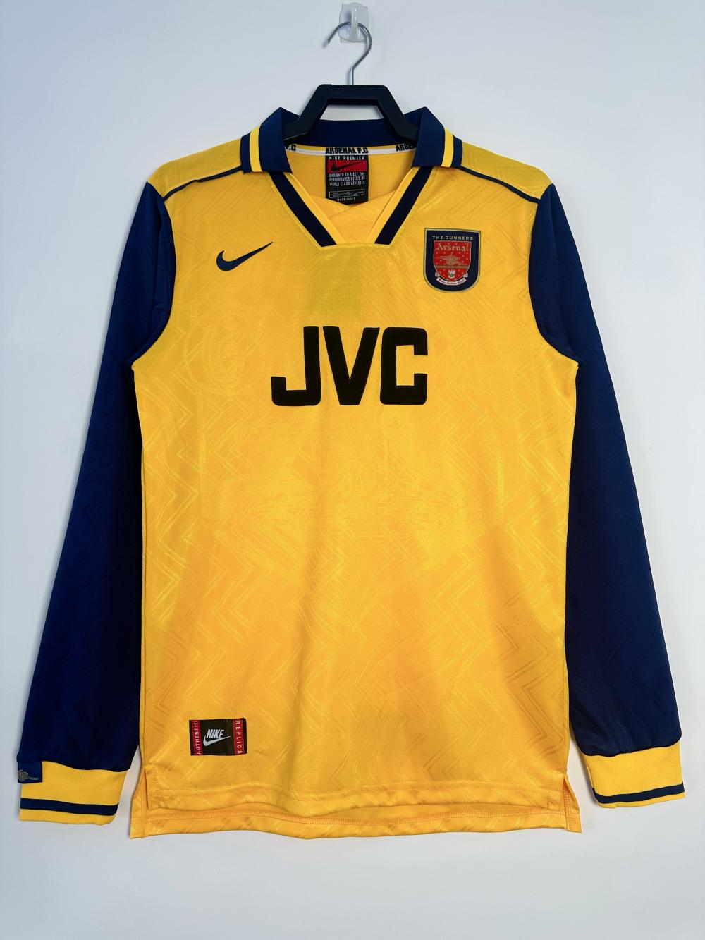 1996-1997 Retrô Manga longa Arsenal Fora Camisa de futebol Qualidade tailandesa 1:1