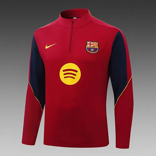 2026/2027 Barcelona Half-Pull Training Red Football Shirt 1:1 Thai Quality Set - Image 4