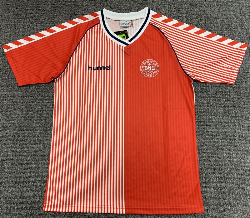 1986 Retro Dinamarca Selección nacional Local Camiseta de fútbol Calidad tailandesa 1:1
