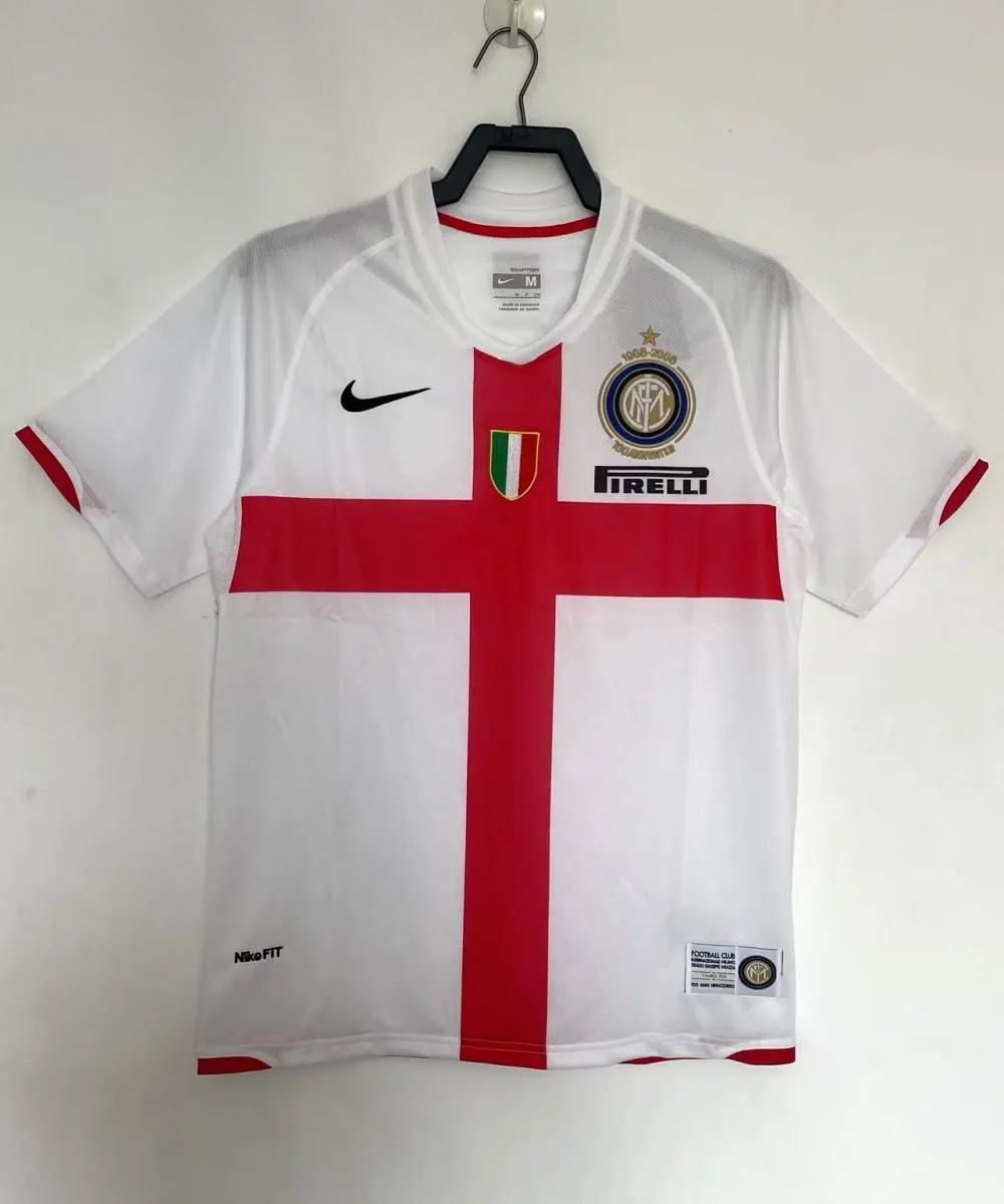 2007/2008 Retrô Inter Milan Fora Euro Camisa de futebol Qualidade tailandesa 1:1