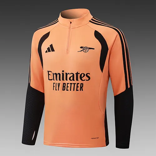 2026/2027 Arsenal Half-Pull Training Suit Orange with black sleeves Football Shirt 1:1 Thai Quality Set - Image 4