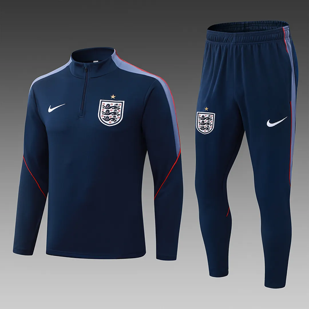 2026/2027 Angleterre Survêtement demi-zip Royal Bleu Maillot de football Qualité thaï 1:1 Ensemble